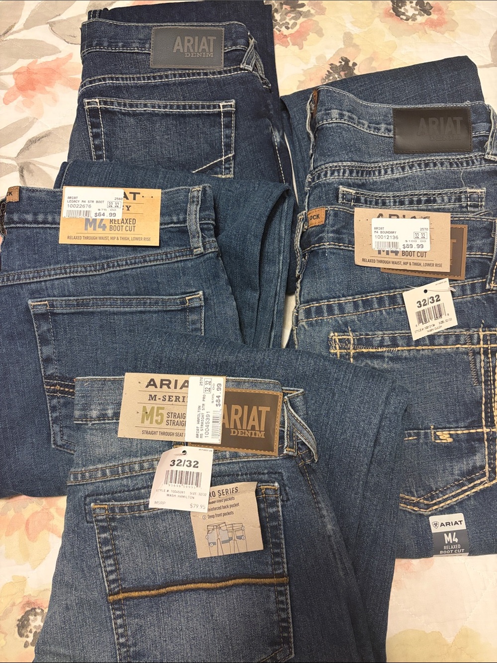 Ariat Men's Dark Blue Bootcut Denim Jeans - Multiple Pairs